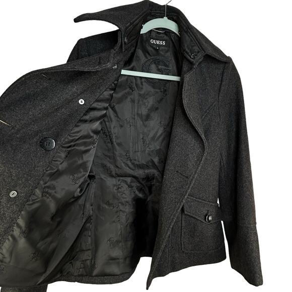 GUESS Wool Peacoat Charcoal Gray Double Breasted Dark Academia Women's Size S - Picture 5 of 7